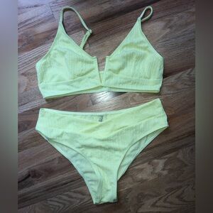 SHEIN. Bright yellow bikini 2 piece. Size L. NWT. High waisted bottoms